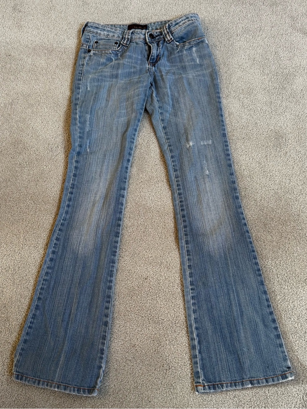 Women's Vintage Blue Flare Jeans Distressed Denim Jeans Size 0
